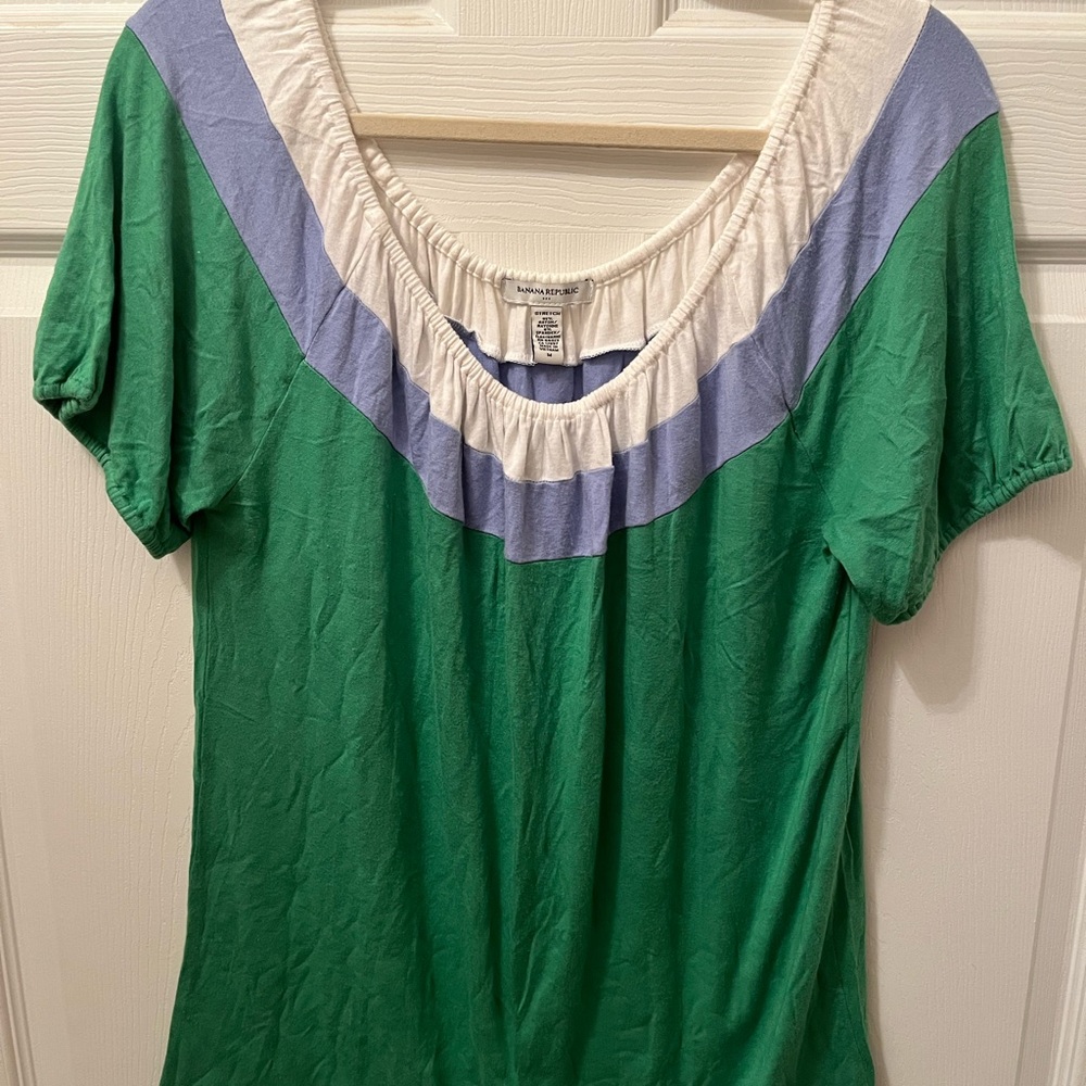Banana Republic blue and green colorblock blouse